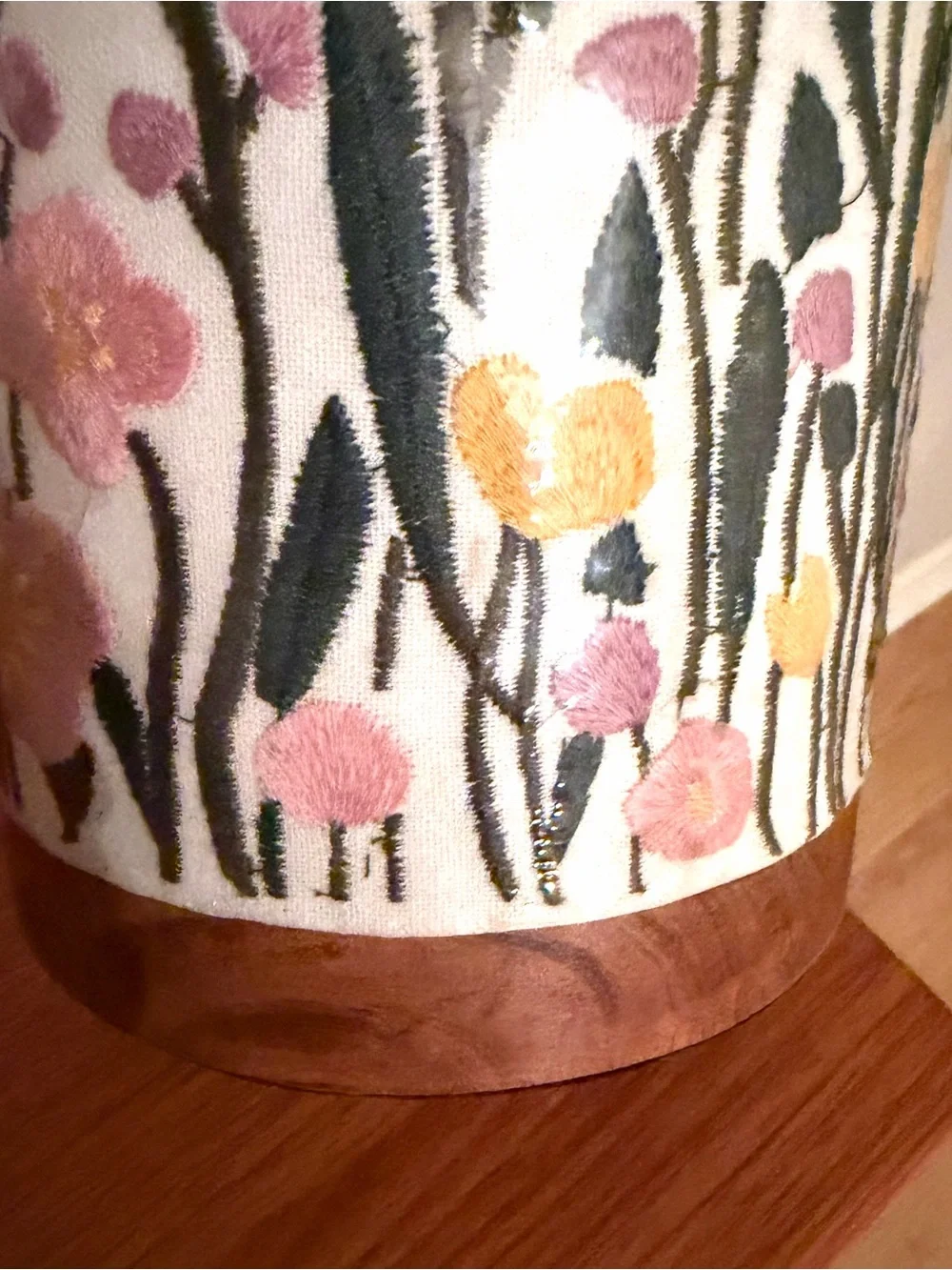 NEW India fabric embroidered Floral Botanical Cylinder Table Lamp Shade Floral.